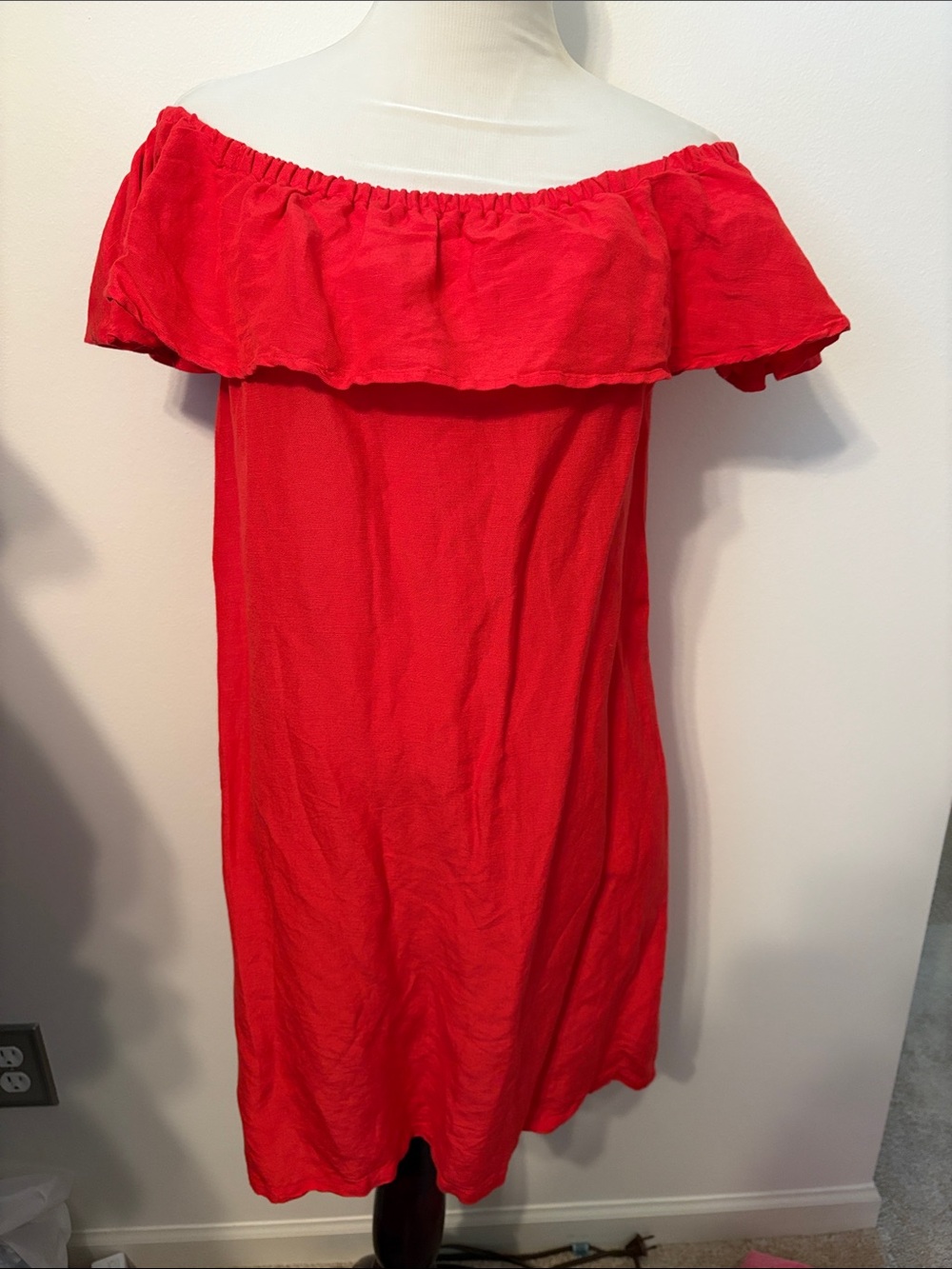 Tommy Bahama Red Off-Shoulder Ruffle Dress